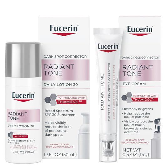 Eucerin Radiant Tone Daily Face Lotion with SPF 30, Dark Spot Corrector with Thiamidol + Eucerin Radiant Tone Eye Cream Dark Circle Corrector, Eye Brightening Cream with Thiamidol and Hyaluronic Acid